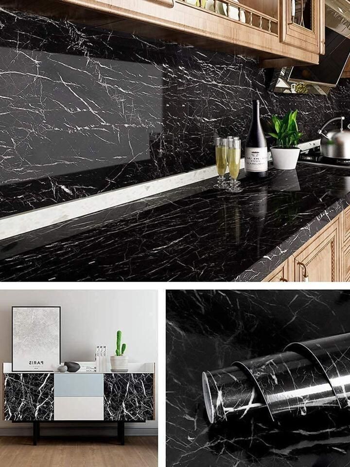 Self Adhesive Black Marbel Sticker Roll