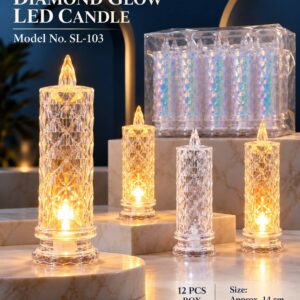 Whaakart 6inch Smokeless Crystal LED Candle (Imported)